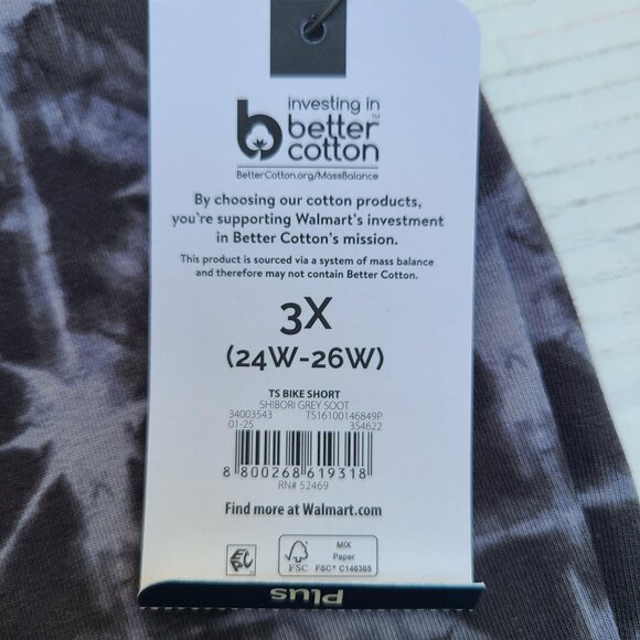 Terra & Sky Women’s Plus Biker Shorts Inseam 9" Shibori Gray Soot Size 3X - Picture 6 of 9